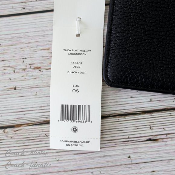 NWT Tory Burch Thea Small Pebble Leather Flat Wallet Crossbody in Black - Picture 4 of 12